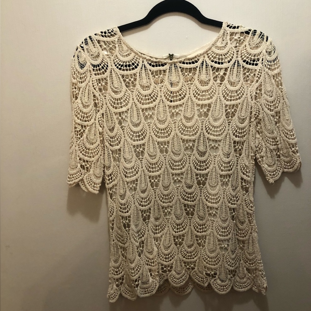 Adiva Cream Crochet Women's Blouse